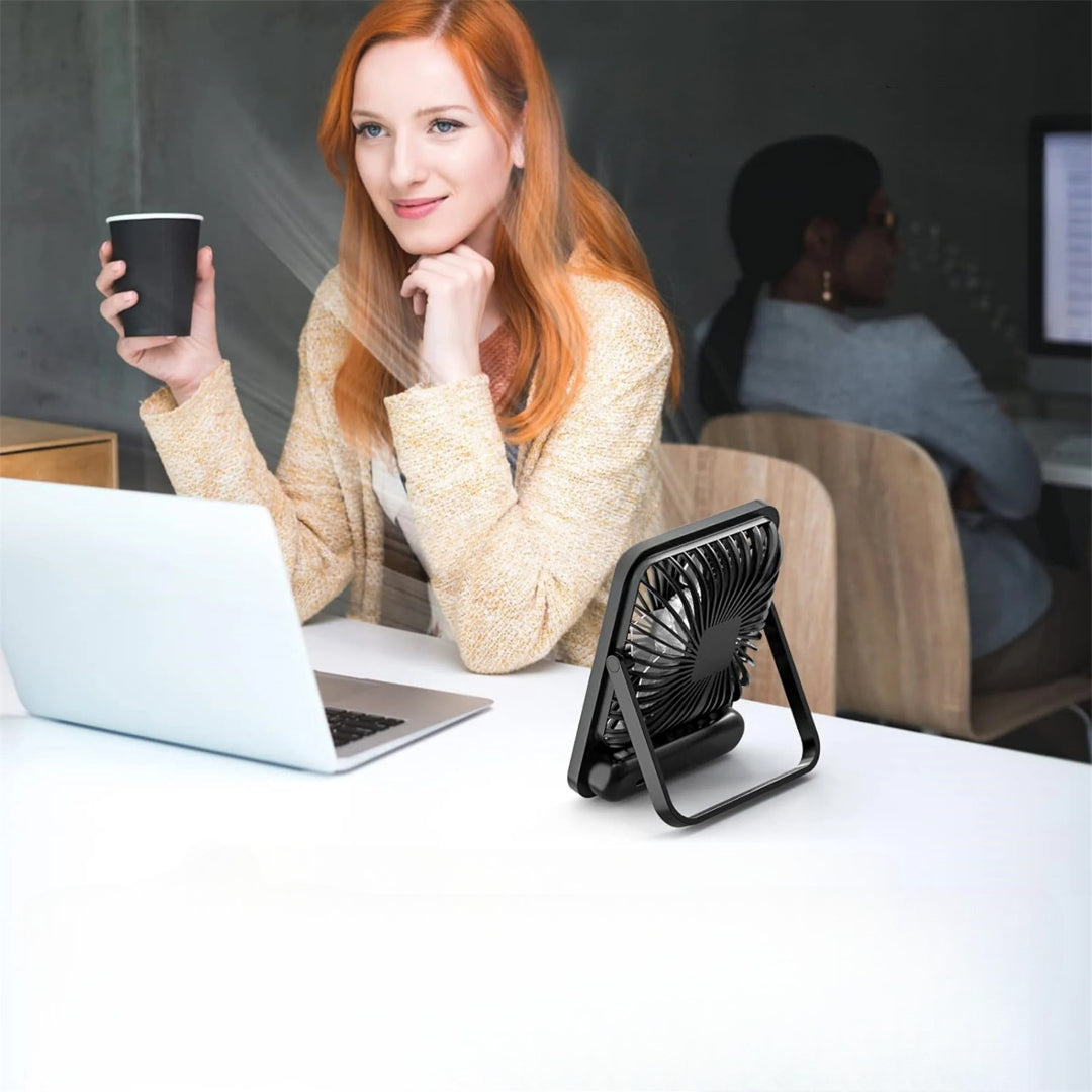 Compact Cordless USB Table Fan with Adjustable Speeds