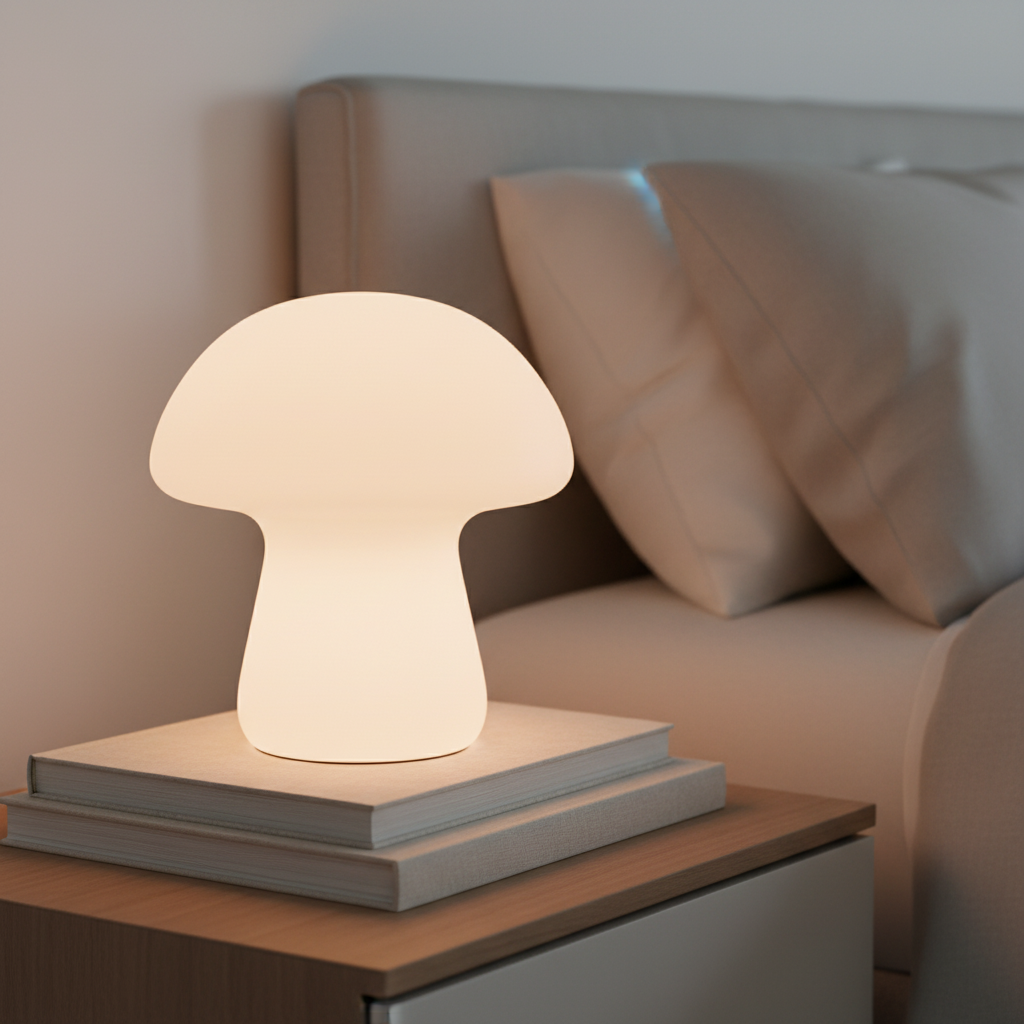 Mushroom-Shaped Porcelain Lamp - Glowing Decorative Light
