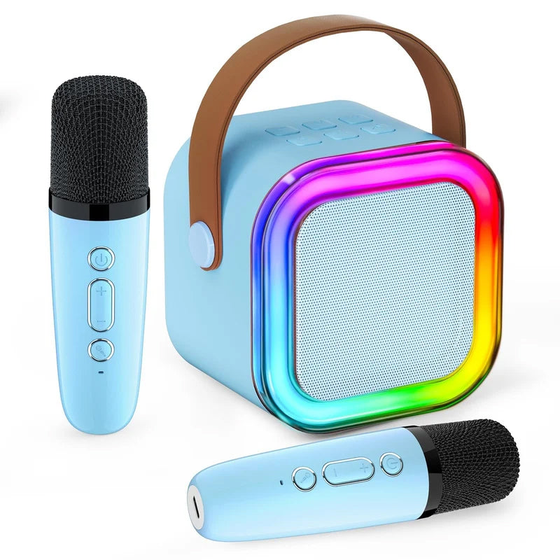 Compact Karaoke System with Dual Wireless Microphones