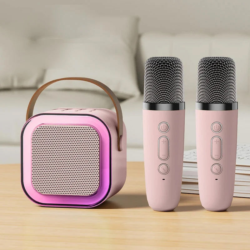 Compact Karaoke System with Dual Wireless Microphones