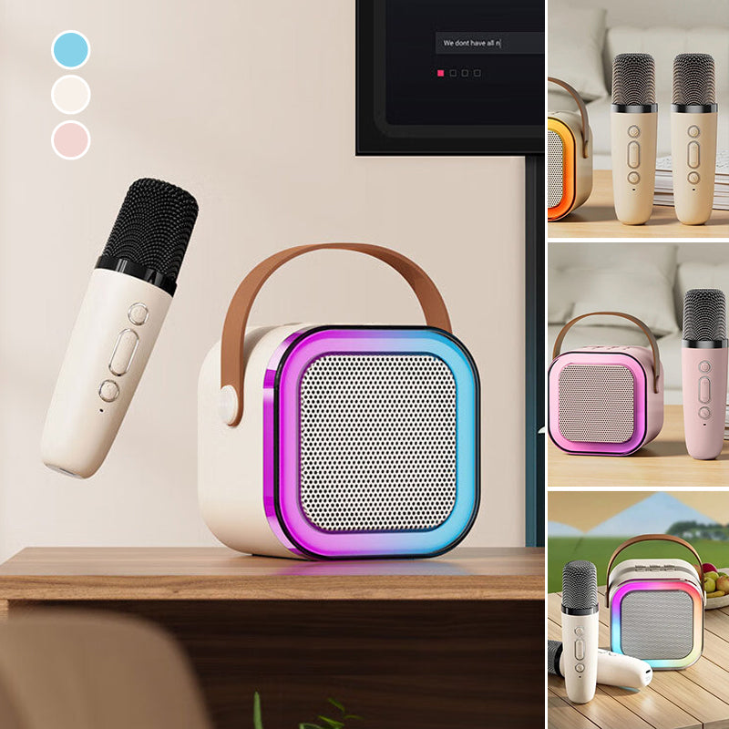 Compact Karaoke System with Dual Wireless Microphones