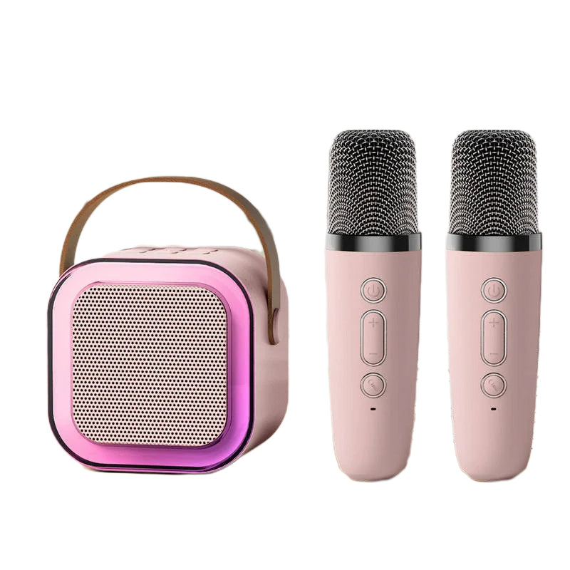 Compact Karaoke System with Dual Wireless Microphones