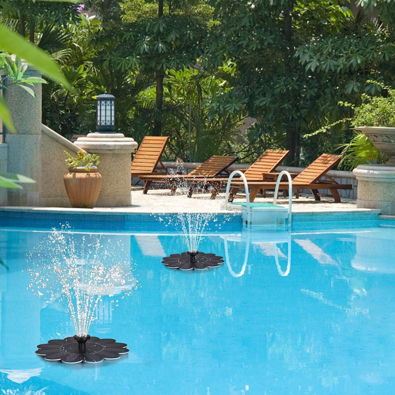Solar-Powered Floral Water Feature for Pools and Ponds