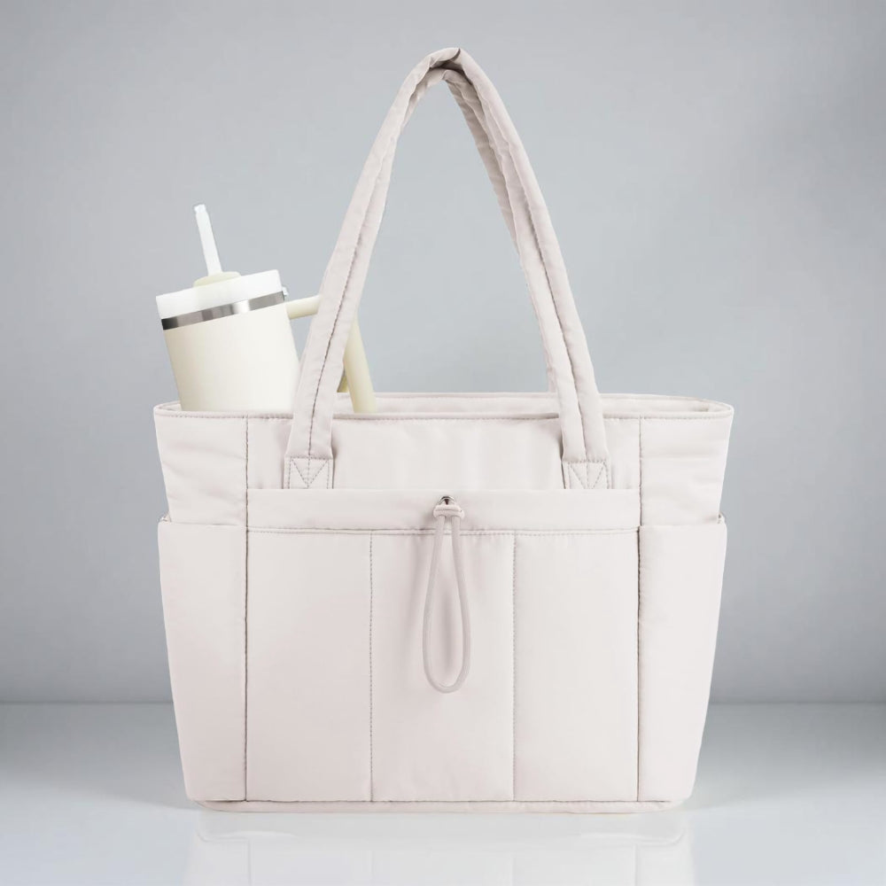 Elegant Multi-Functional Tote with Laptop Compartment & Drink Holder
