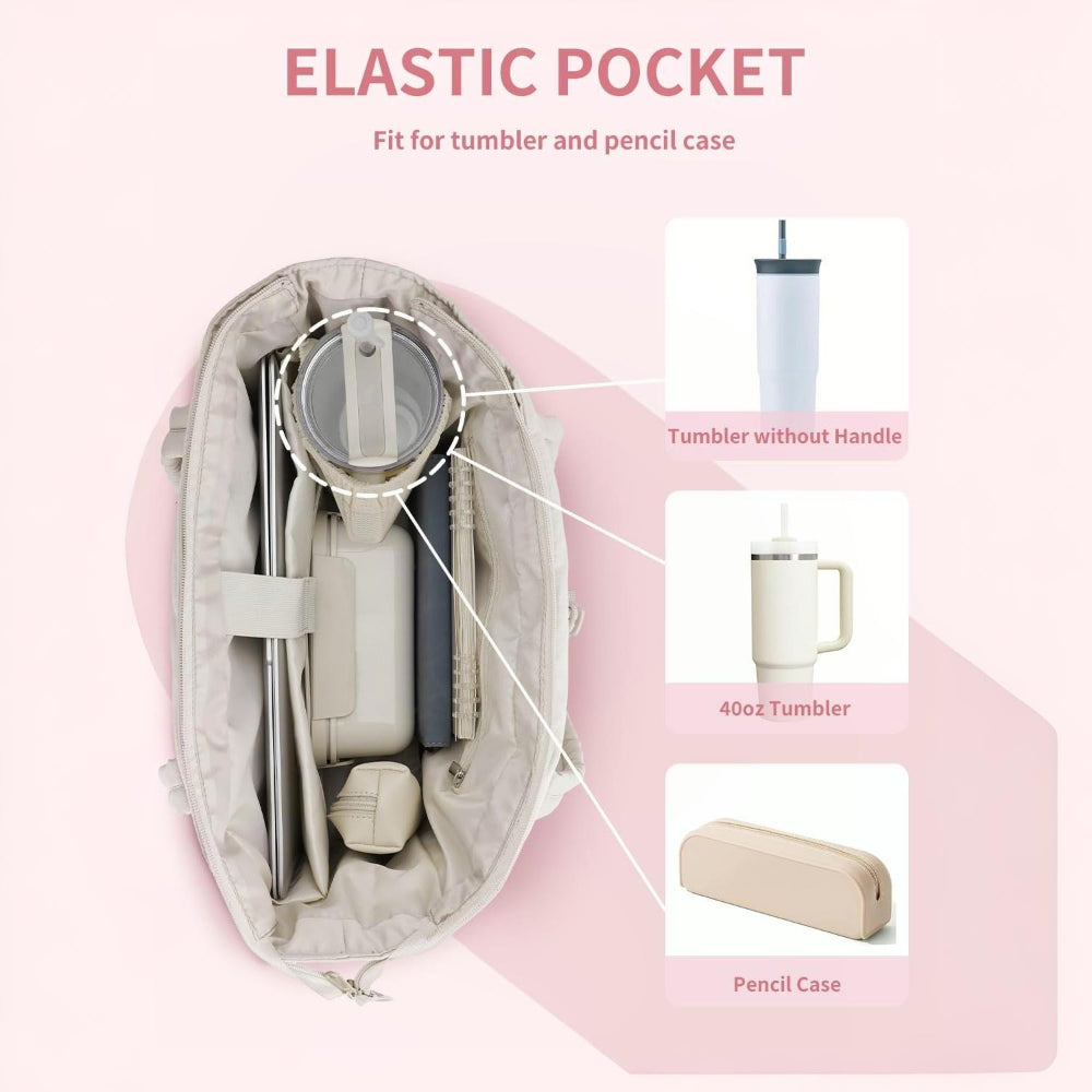 Elegant Multi-Functional Tote with Laptop Compartment & Drink Holder