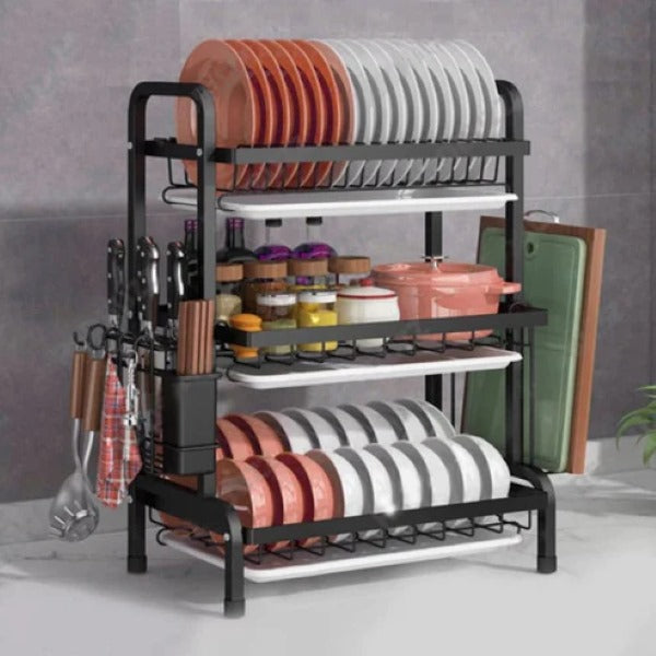 Space-Efficient Dish Organizer with Adjustable Levels