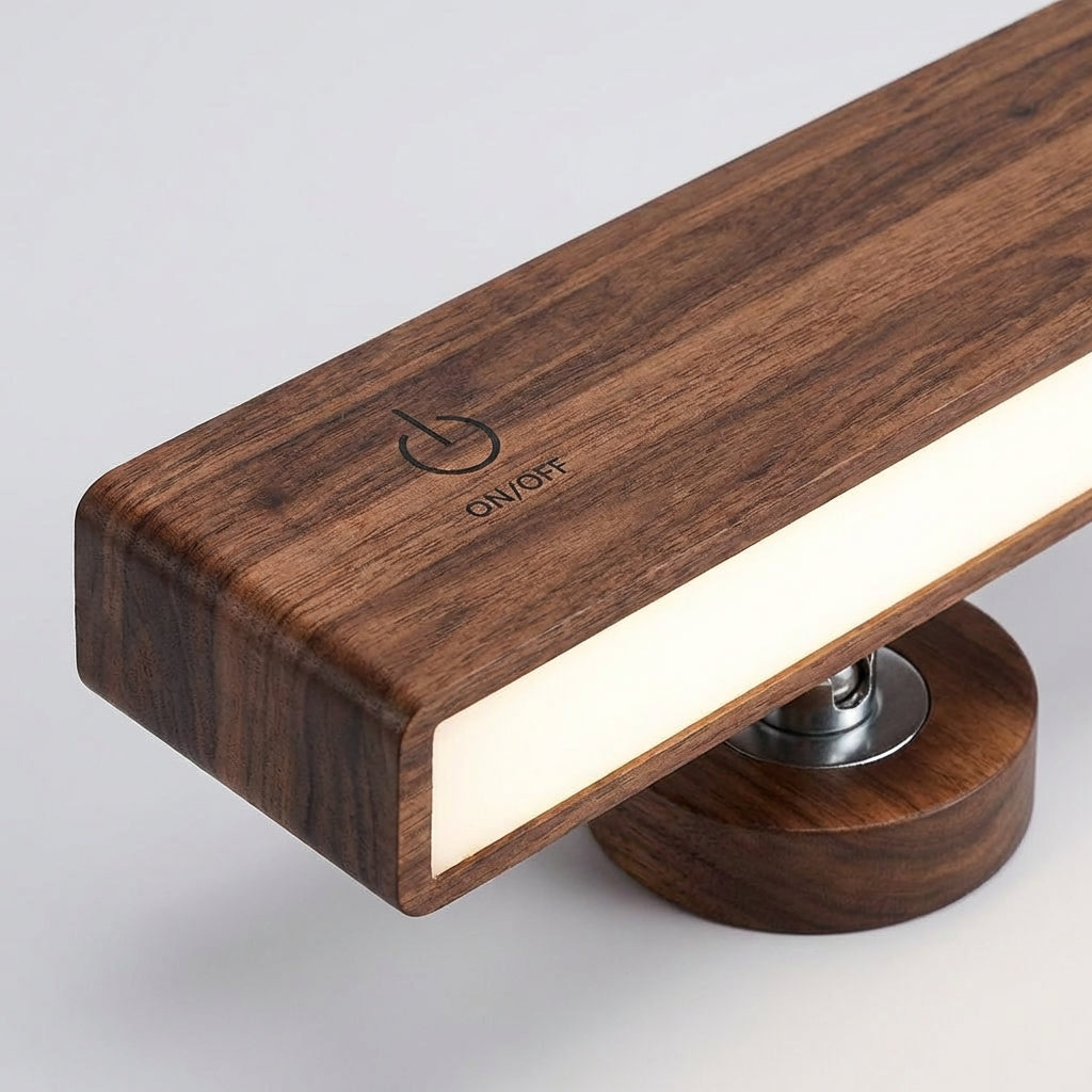 Portable Touch-Control LED Lamp with Stylish Wood Design
