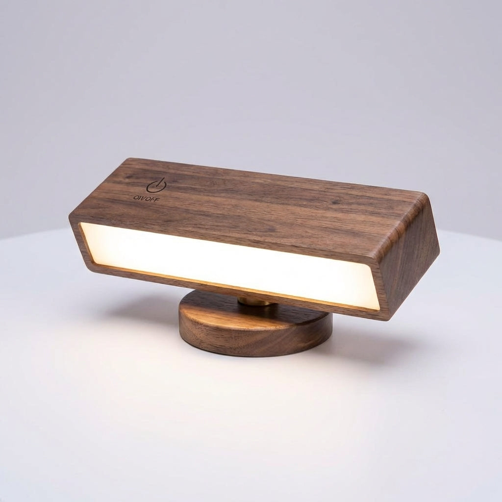 Portable Touch-Control LED Lamp with Stylish Wood Design