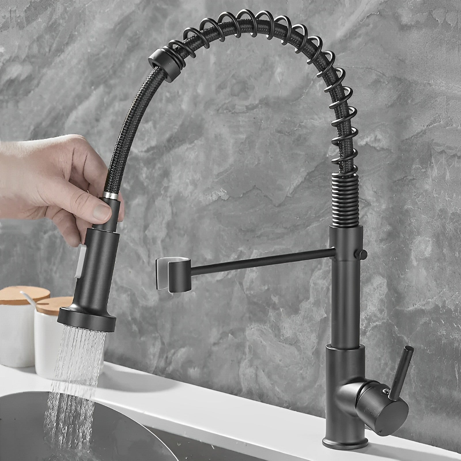 Versatile Kitchen Faucet with Flexible Pull-Down Sprayer