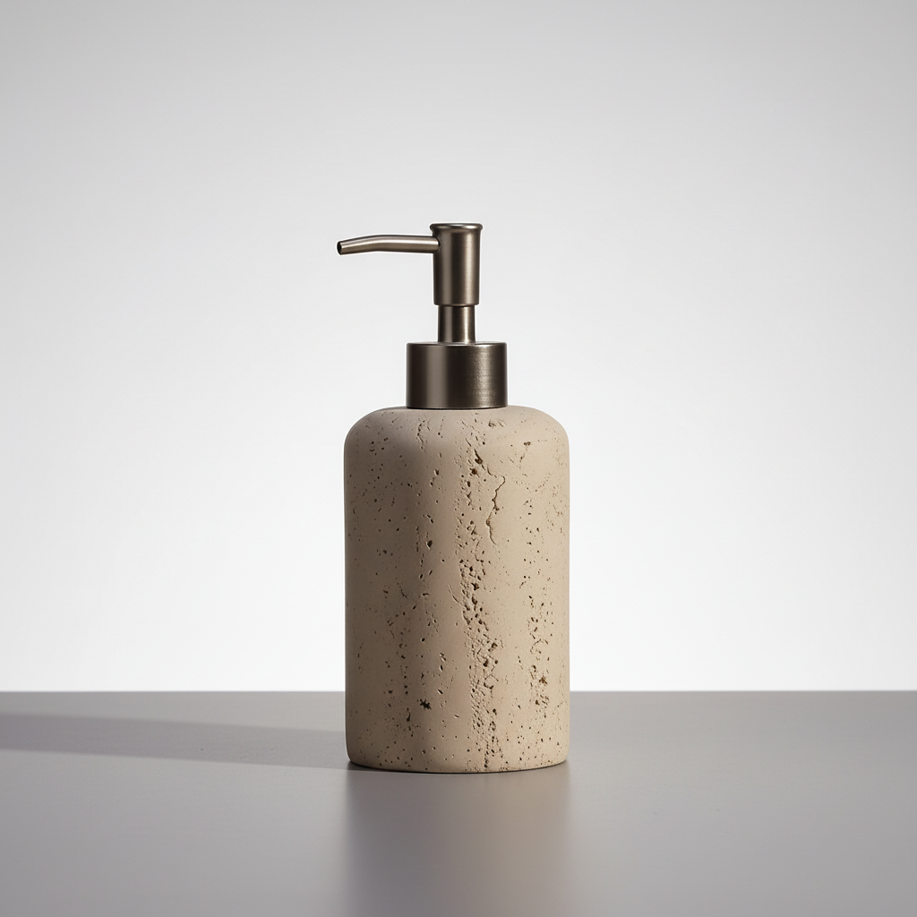 Soap Dispenser in Resin with Stainless Steel Pump - Stone Design