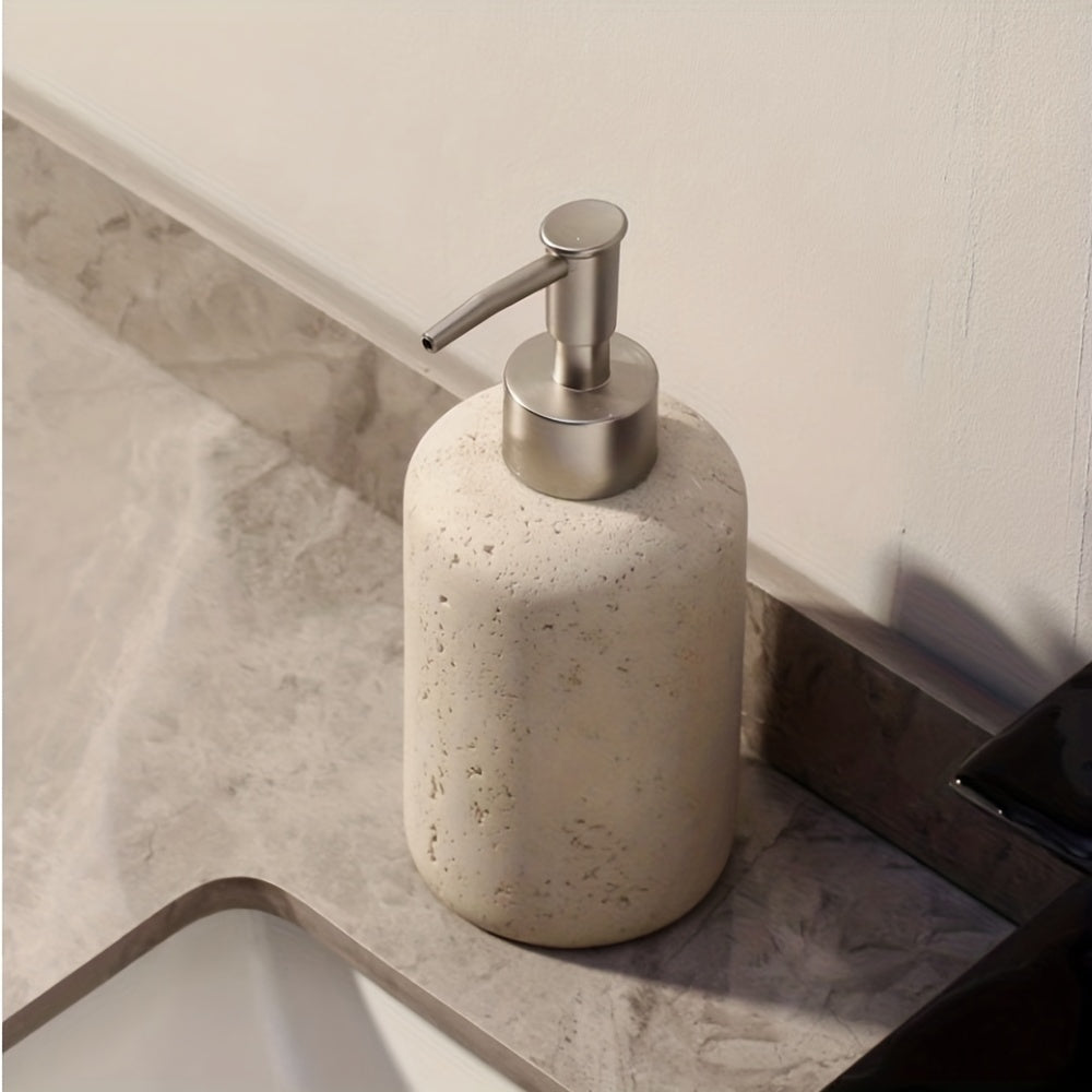 Soap Dispenser in Resin with Stainless Steel Pump - Stone Design