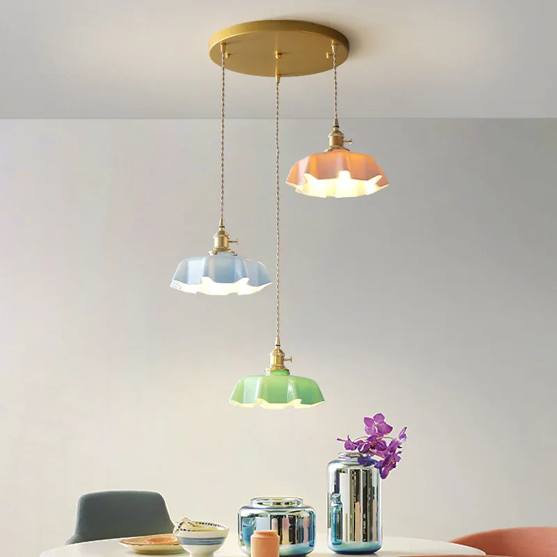 Brass Hanging Light Fixture in French Style