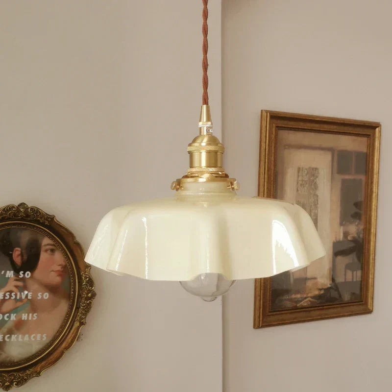 Brass Hanging Light Fixture in French Style