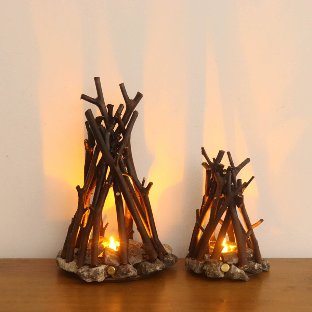 Cozy Glow Table Lamp – Rustic Firelight Design for Home