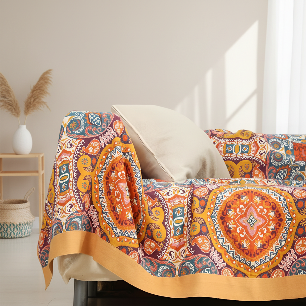 Dual-Sided Comfort Blanket | Soft Cotton for Year-Round Relaxation
