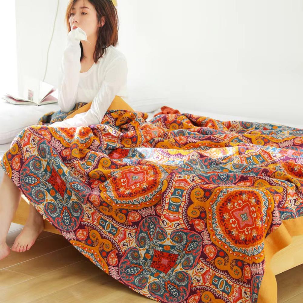 Dual-Sided Comfort Blanket | Soft Cotton for Year-Round Relaxation