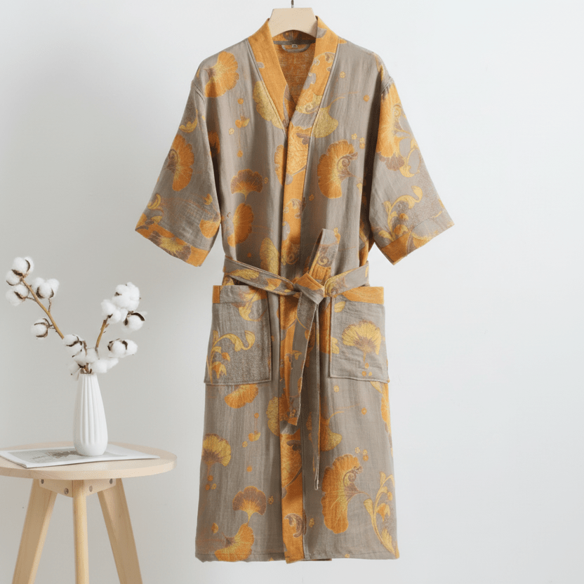 Dual-Sided Organic Cotton Lounge Robe for Ultimate Comfort