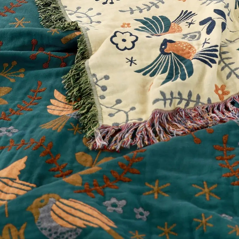 Dual-Sided Avian-Inspired Cozy Blanket for Home