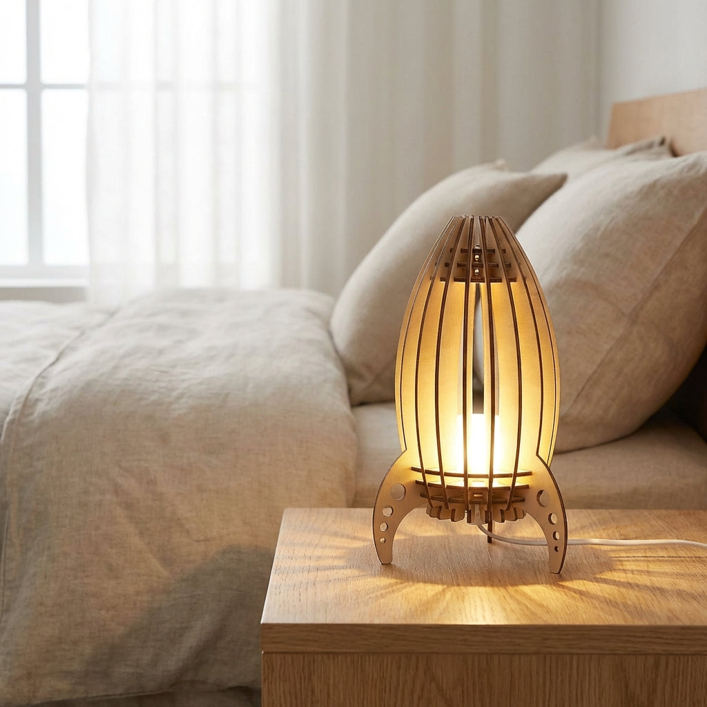 Starlight Table Lamp | Handcrafted Wooden Accent Lamp for Warm Ambiance
