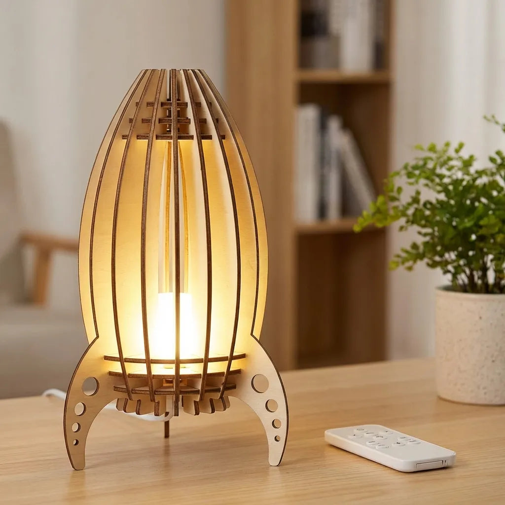 Table Lamp in Rocket Shape - Space-Themed Lighting