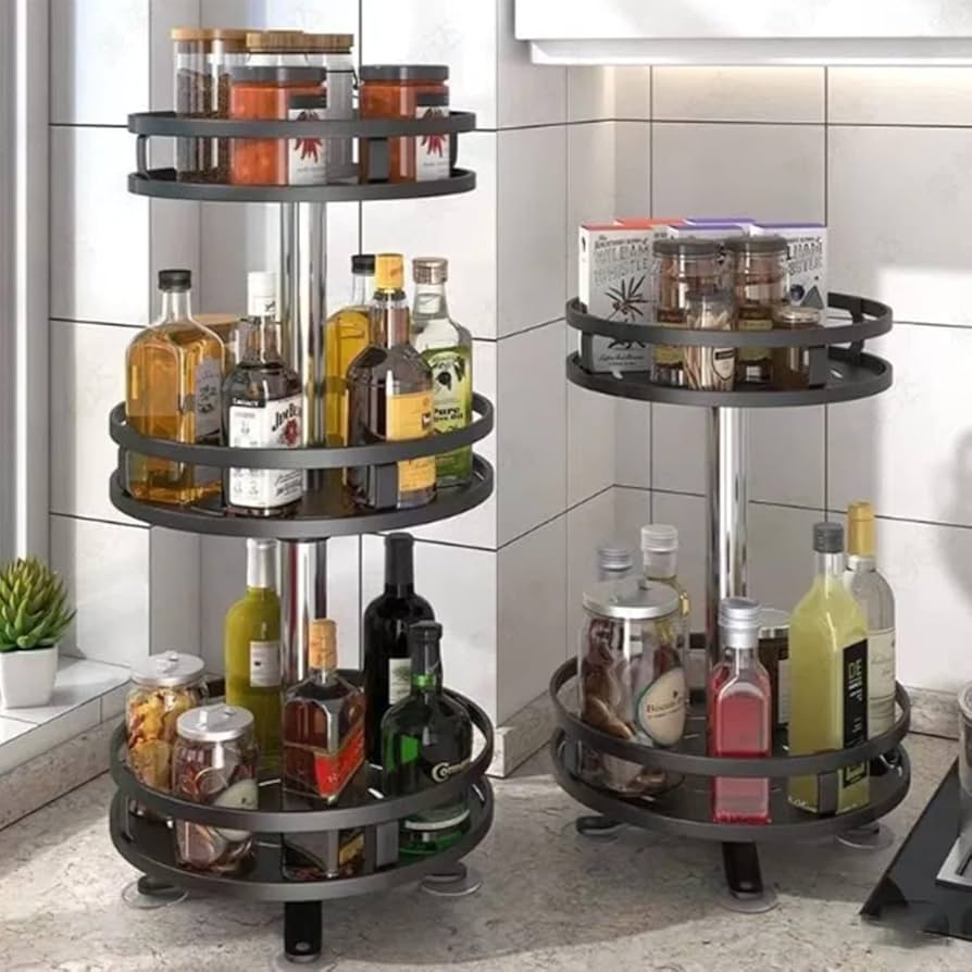 Versatile 360-Degree Rotating Storage Carousel in Steel