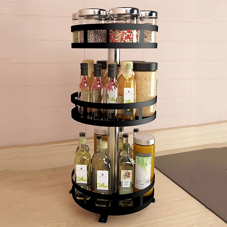 Versatile 360-Degree Rotating Storage Carousel in Steel
