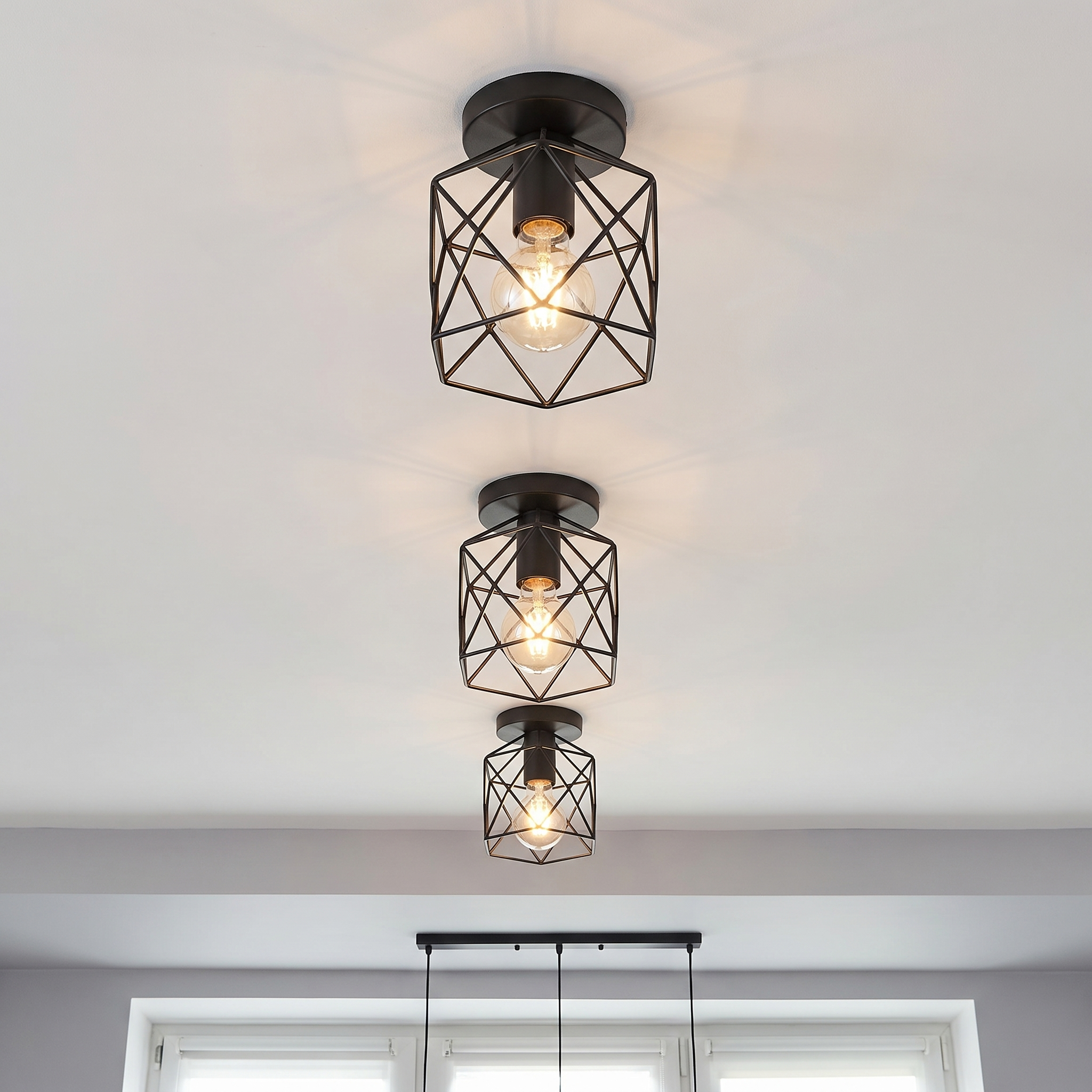 Elegant Round Ceiling Light with Metal Cage for Cozy Spaces