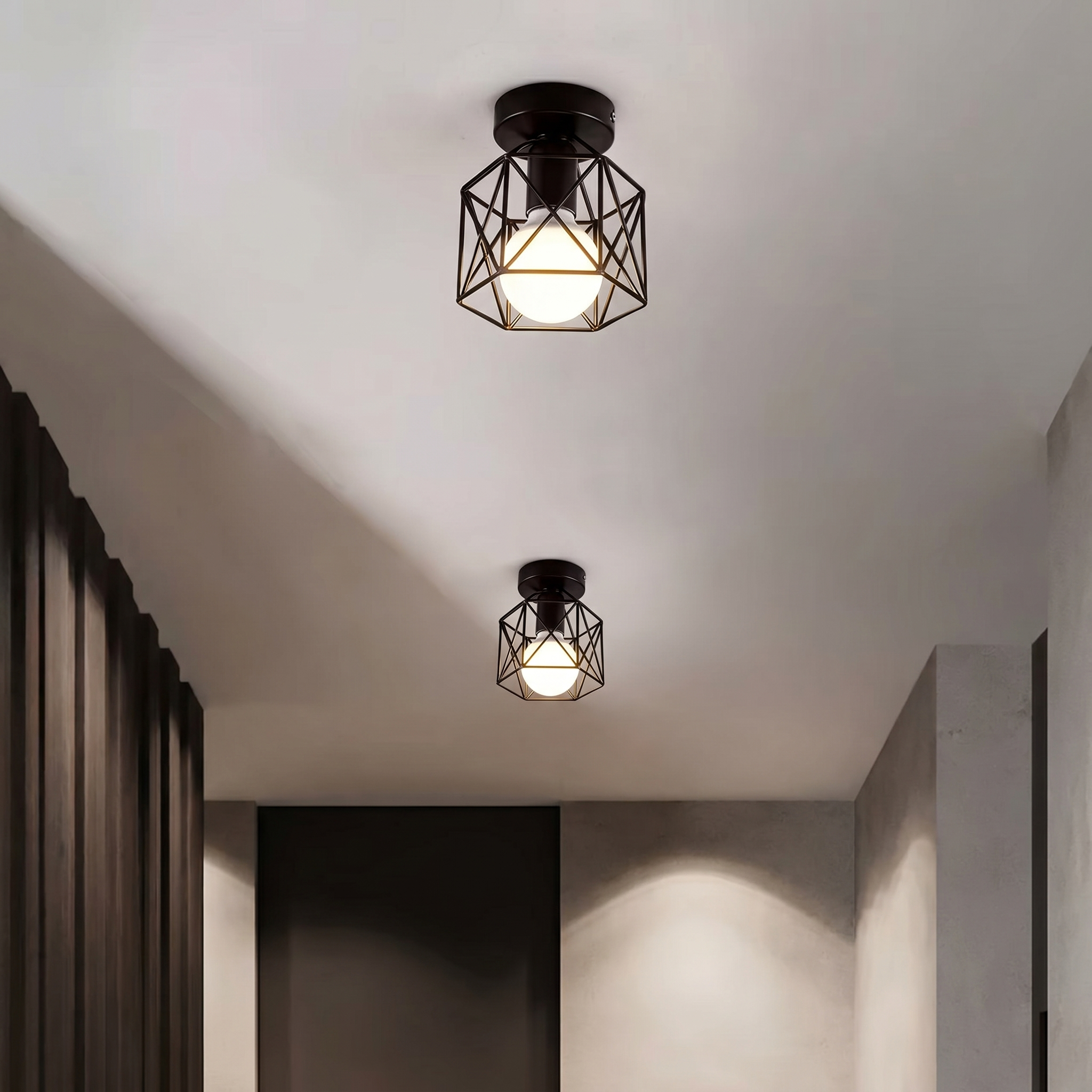 Elegant Round Ceiling Light with Metal Cage for Cozy Spaces