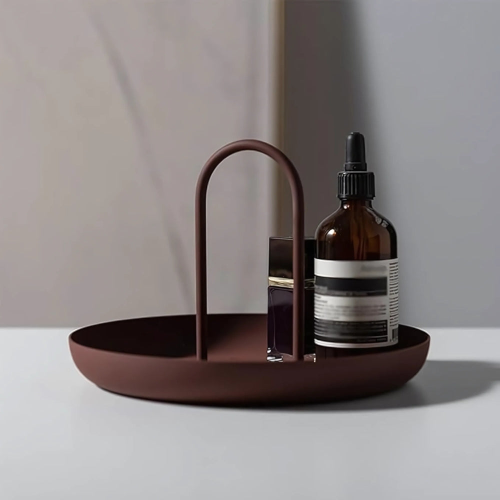 Elegant Round Organizer for Jewelry and Makeup with Detachable Handle