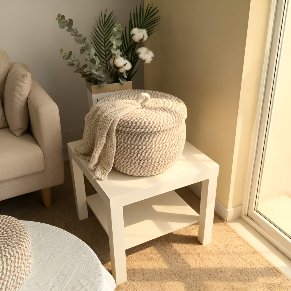 Elegant Round Woven Storage Basket with Lid