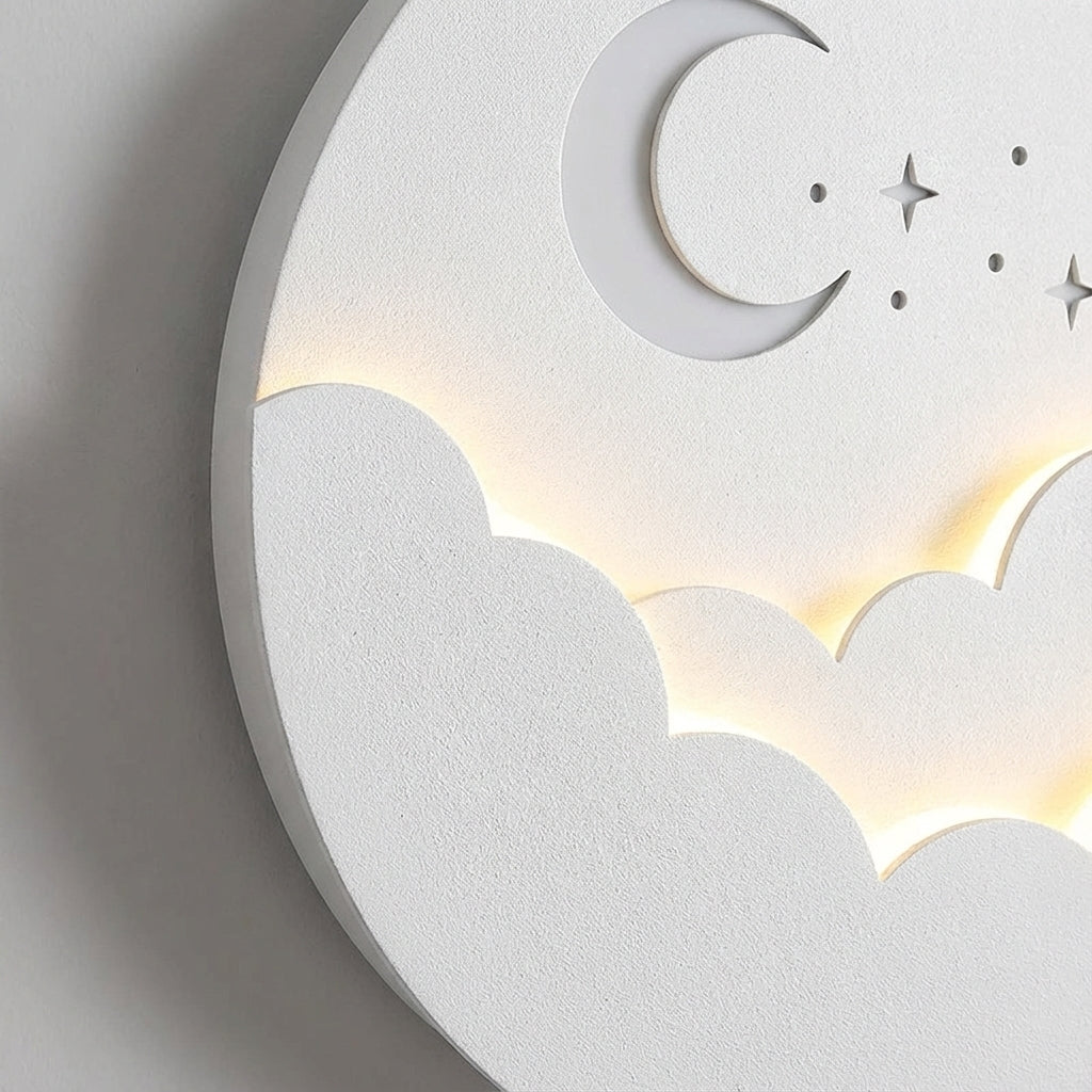 Wall Light with Round Moon and Star Design