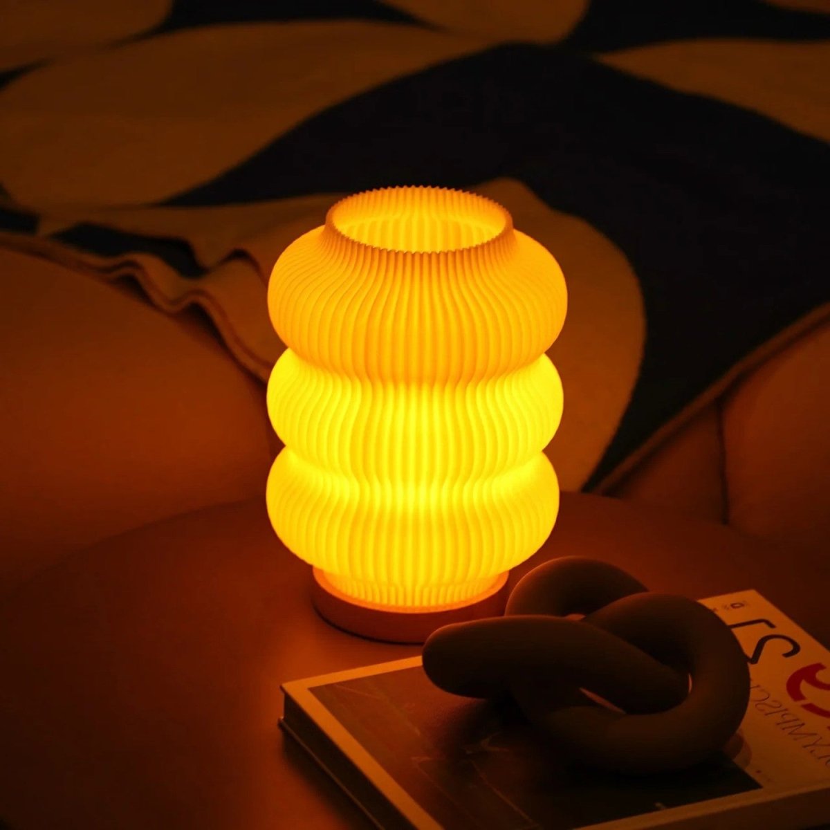 Elegant Ripple-Design LED Lamp for Cozy Indoor Ambiance