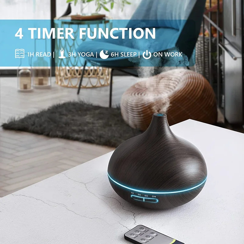 AromaGlow 550ML Aroma Diffuser with Remote & Colorful LED Lights
