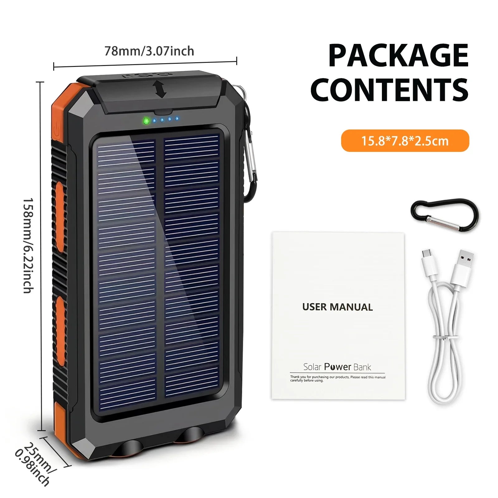 SolarMax 30000mAh Power Bank – Rapid Charging Portable Charger with Dual USB Ports, LED Display & Torchlight for Devices