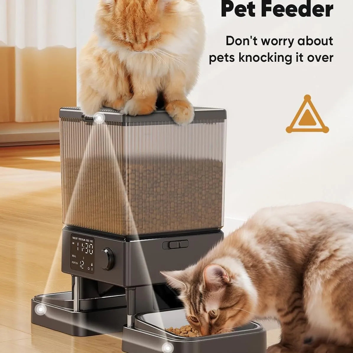 PetEase 5L Automatic Cat Feeder – Battery-Powered Stainless Steel Dispenser for Effortless Daily Meals