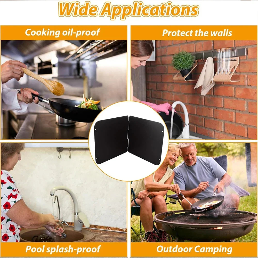 2-Sided Grease Splash Shield – Foldable Stainless Steel Oil Protector