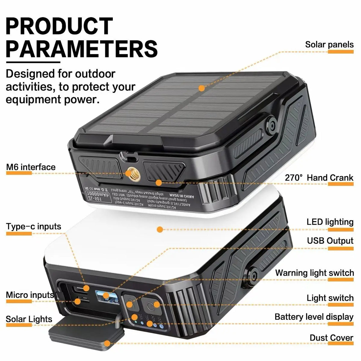 SunCharge Pro 15W Solar Power Bank with Integrated Lighting