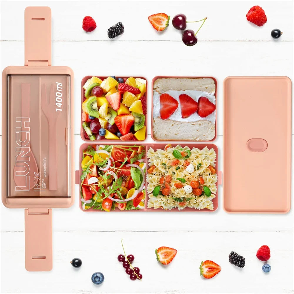 SmartMeal Duo – 1400ml Stackable Lunch Box with Utensils