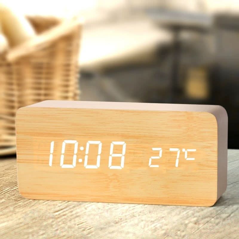 Woodland Digital Alarm Clock – Elegant LED Timepiece