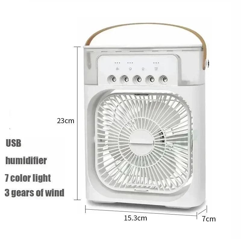 BreezeLight 3-in-1 Mini Air Cooler with Ambient Light – Versatile USB Cooling Fan for Home and Office
