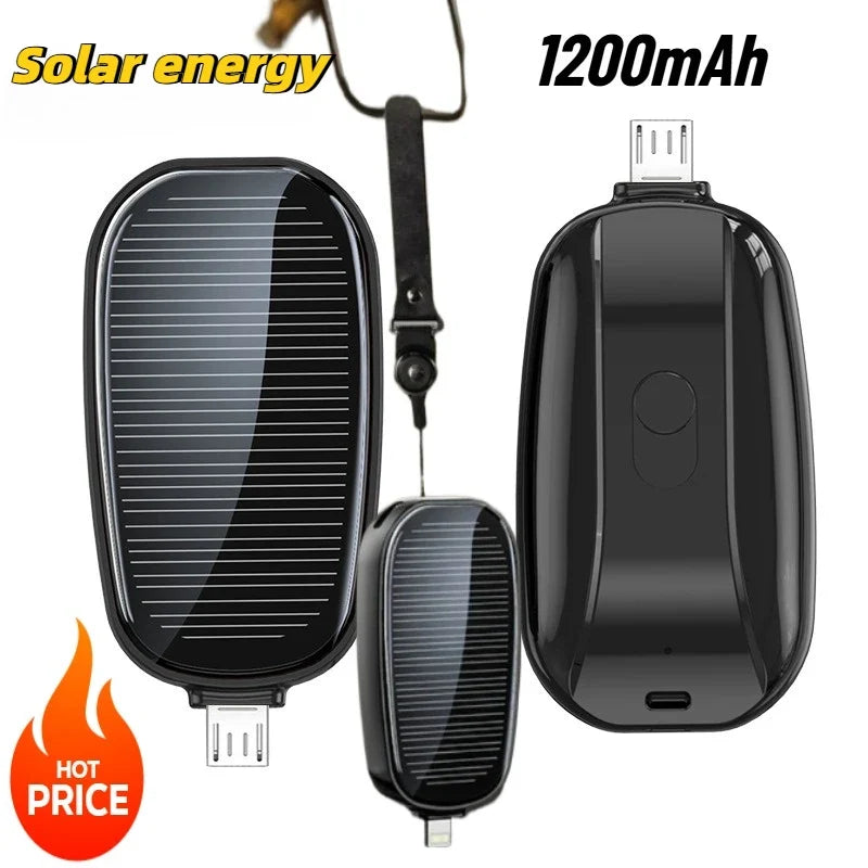 EcoCharge Solar Mini Keychain Power Bank – 1200mAh Portable Charger