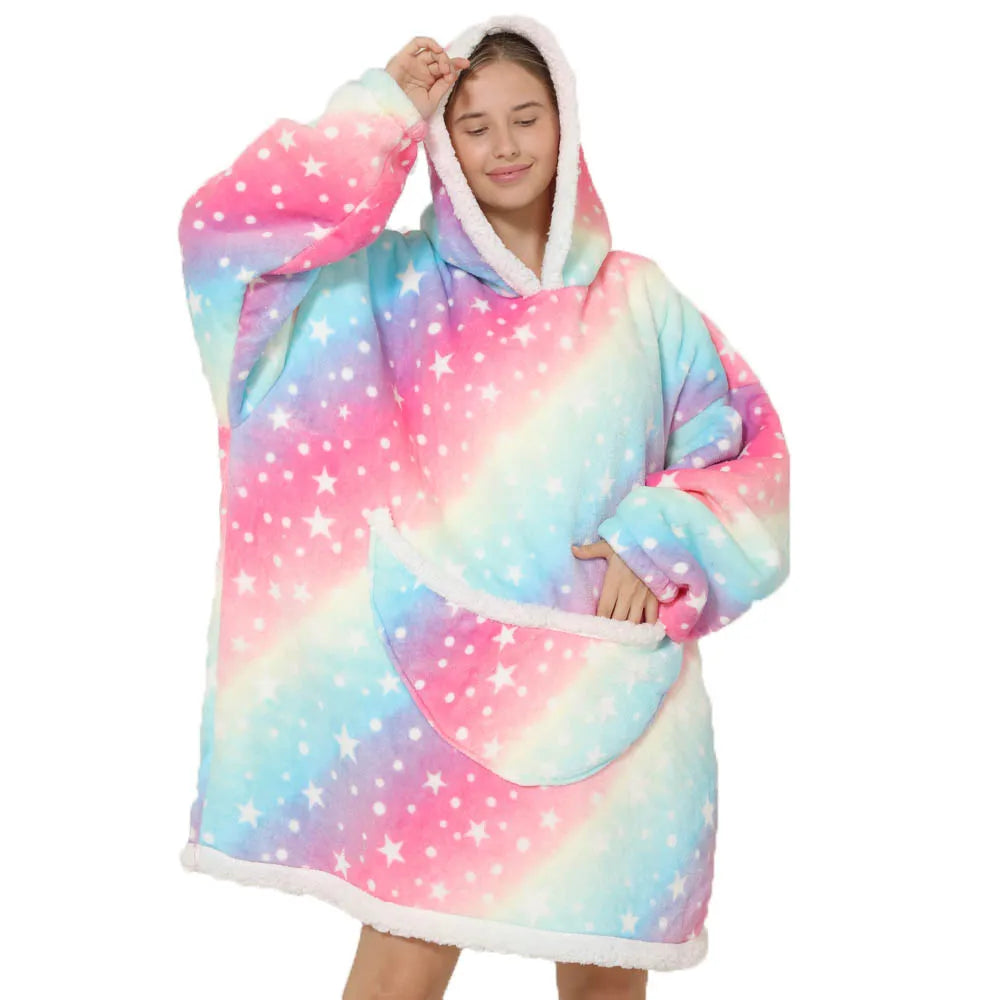 Hooded Fleece Blanket with Pockets – Extra Large Cozy Throw