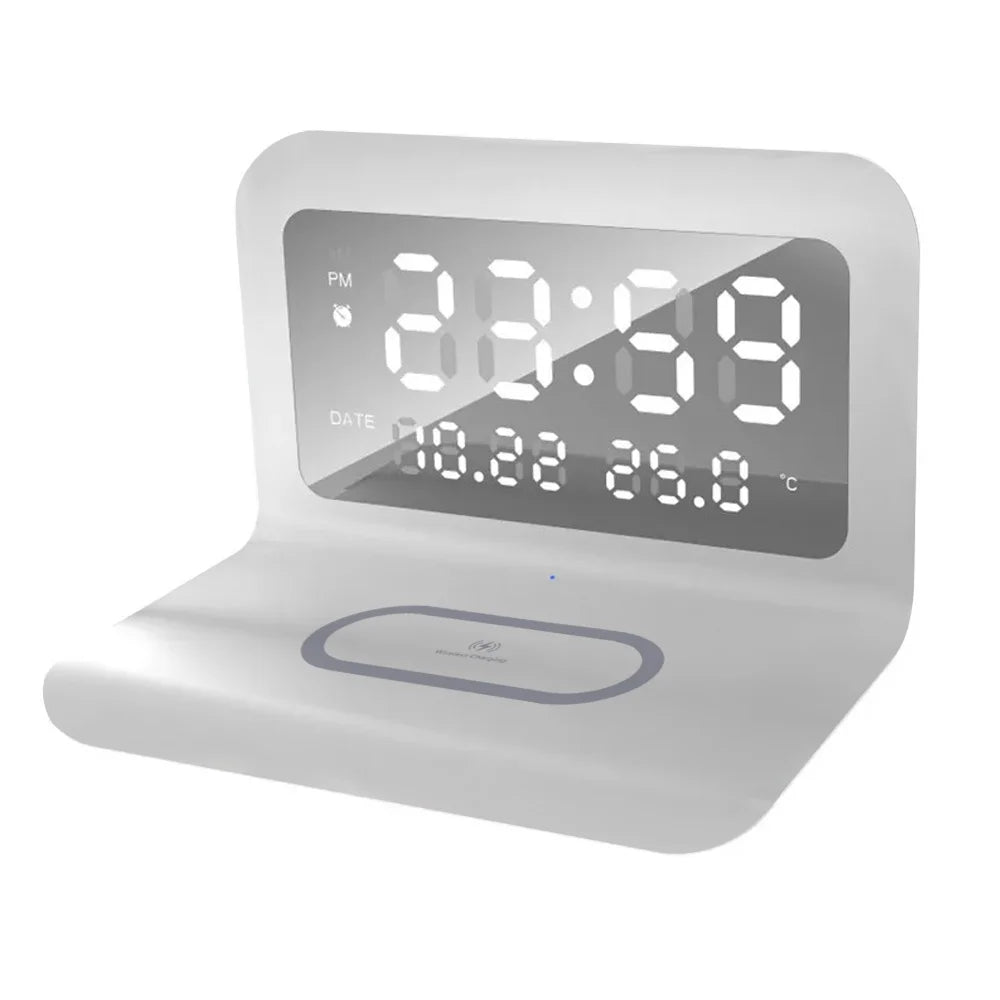 SmartCharge 30W Wireless Charging Station with Clock & Temp Display