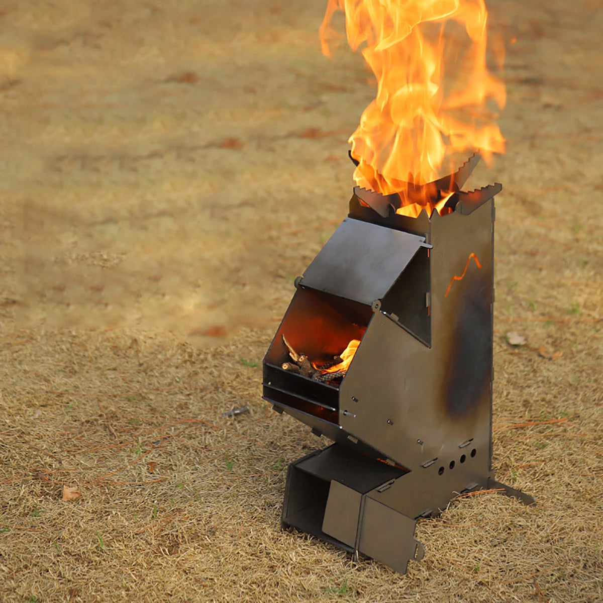Compact Outdoor Rocket Stove for Wood-Fueled Cooking