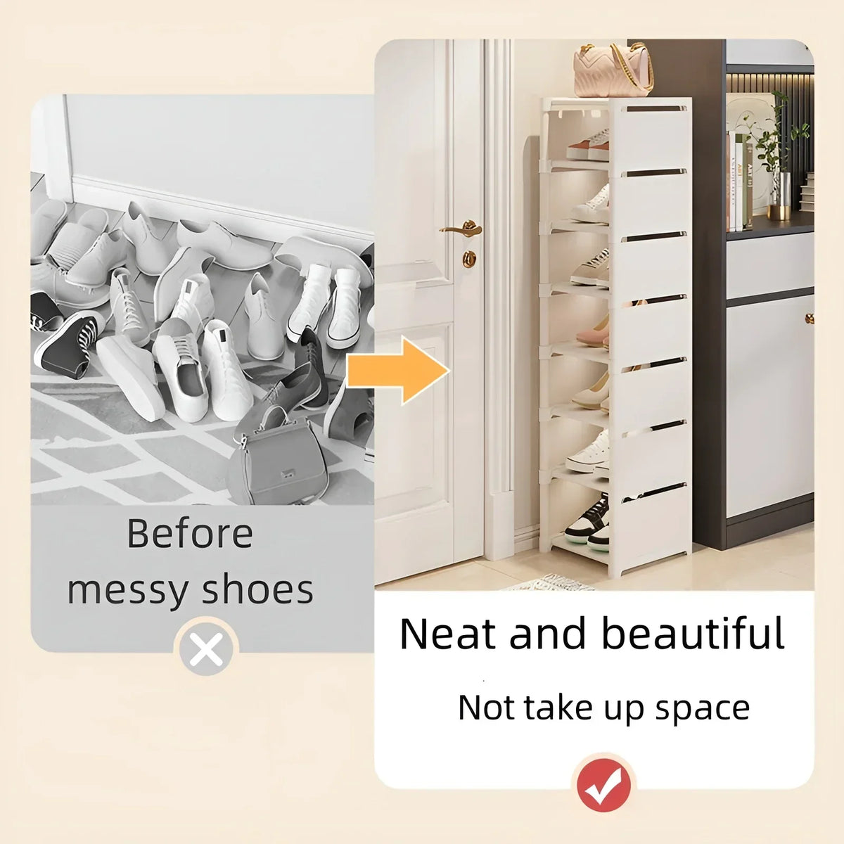 Metal Shoe Rack with 6/8 Tiers – Space-Saving Design