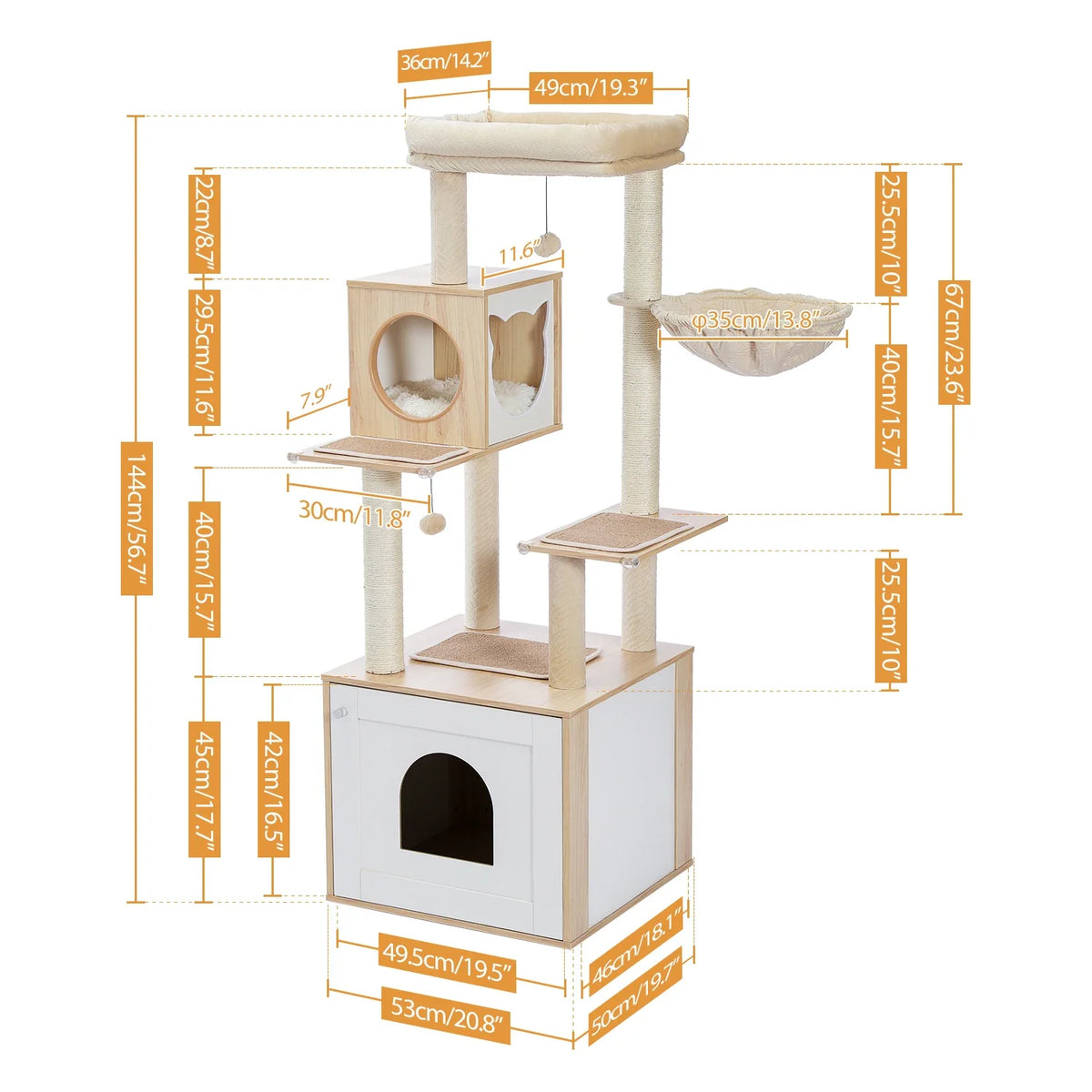 PurrNest 5-Tier Cat Haven | Multi-Level Wooden Cat Retreat with Scratch Posts & Comfortable Lounging Areas