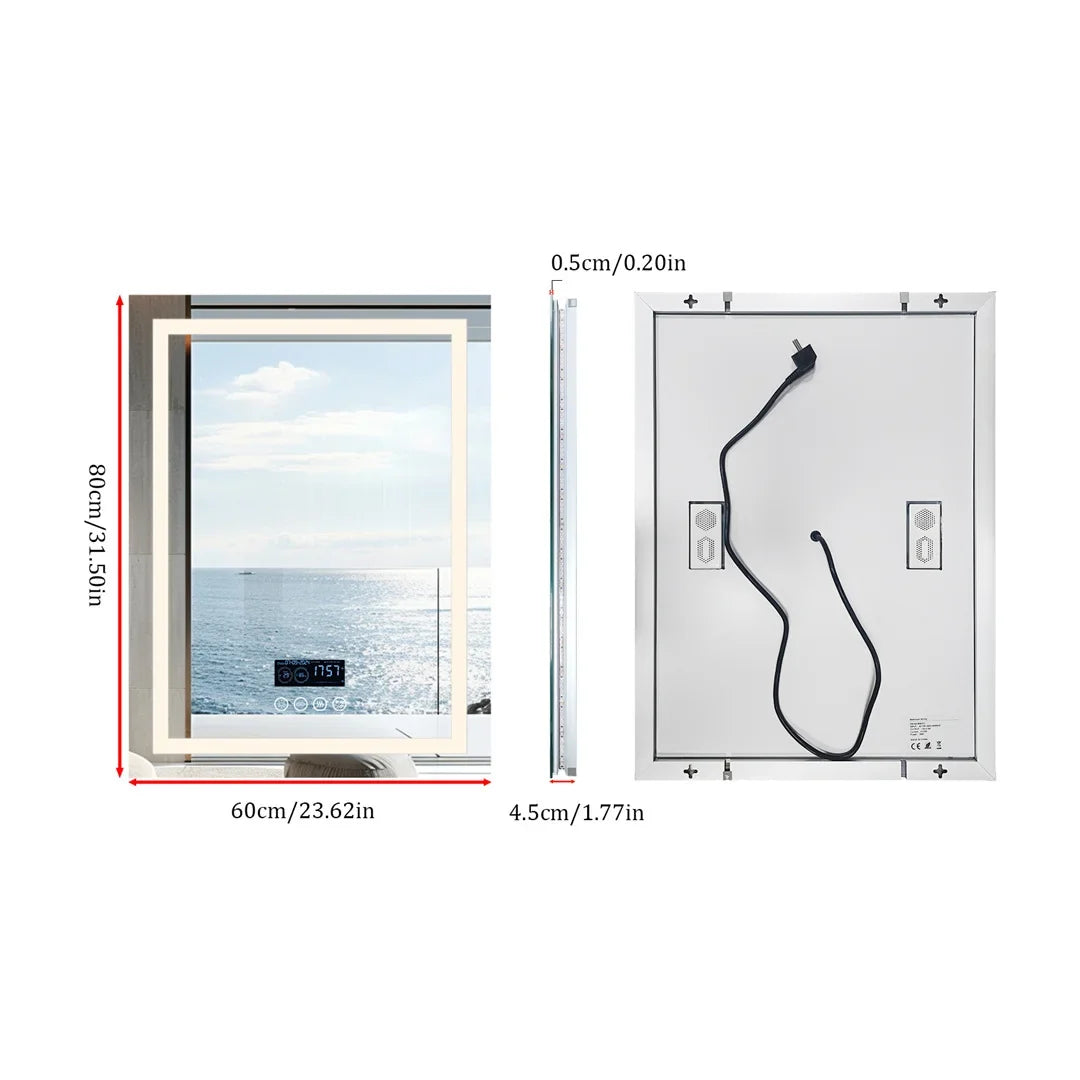 SmartGlow Bluetooth LED Bathroom Mirror 100x60cm – Anti-Fog Lighted Design