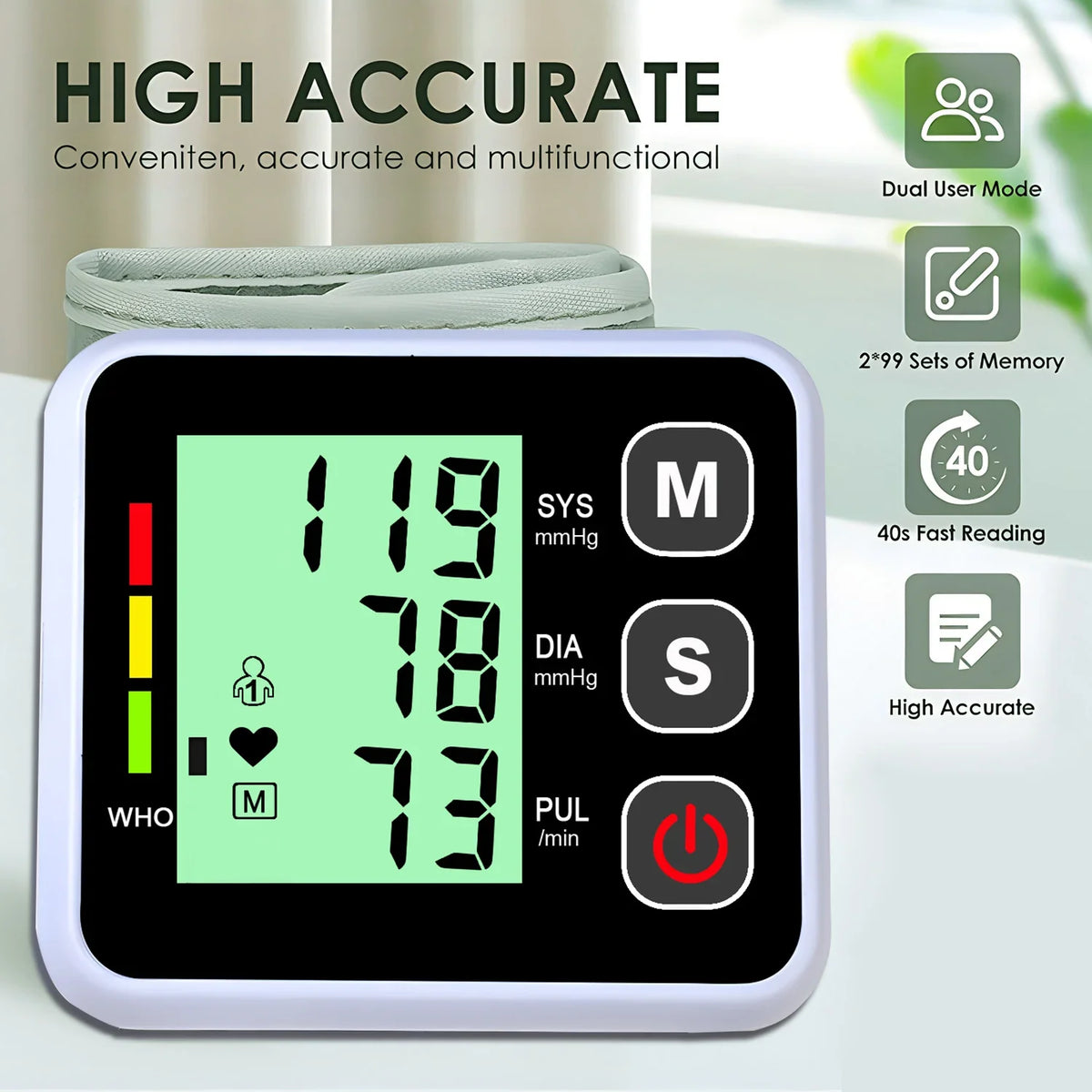 SmartPulse Automatic Blood Pressure Monitor with LCD Display