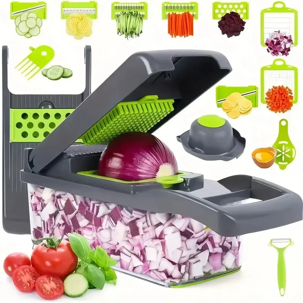 Versatile 16-in-1 Kitchen Vegetable Cutter – Effortless Food Prep