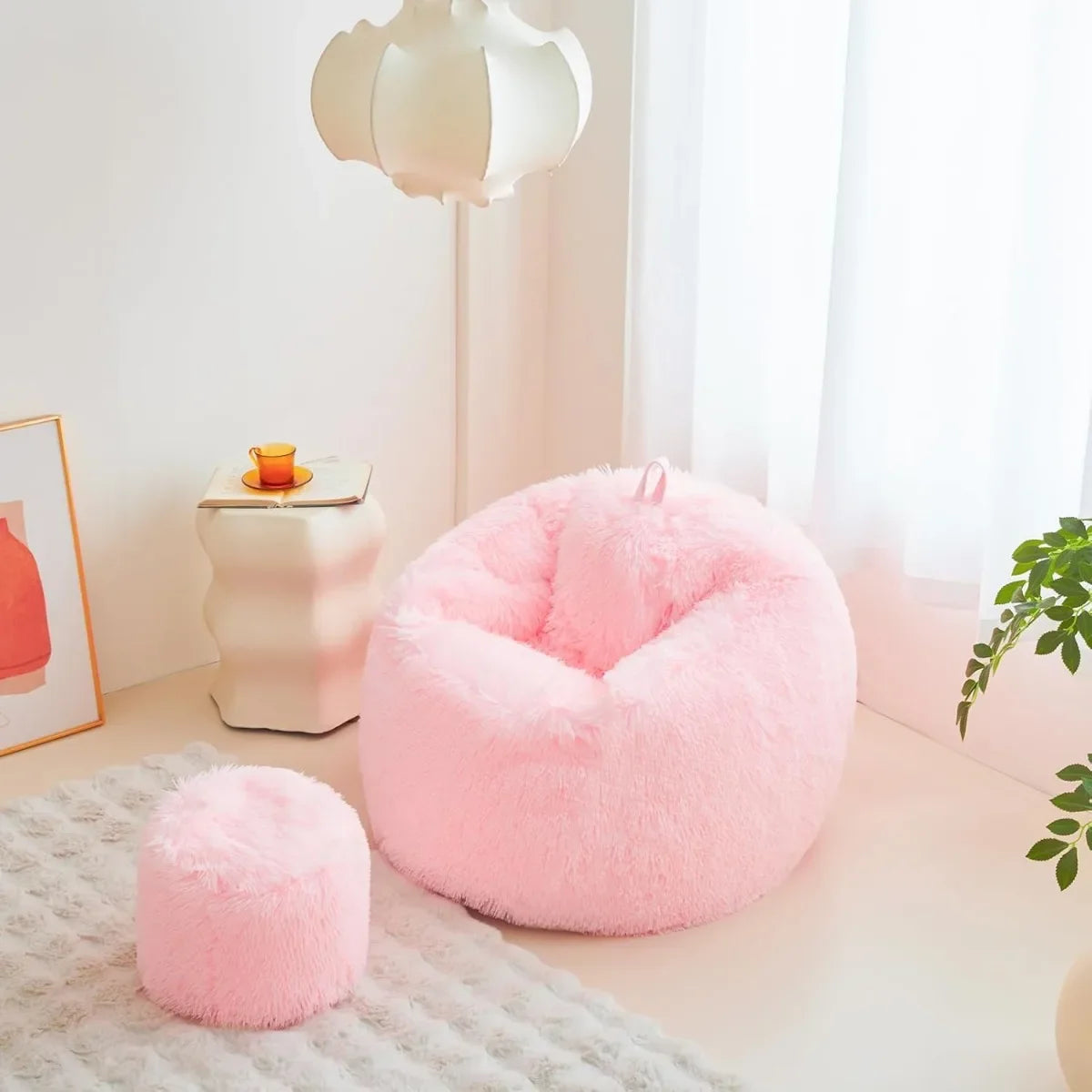 Blush Cloud Plush Bean Bag Chair Cover – Cozy Cover for Kids & Teens